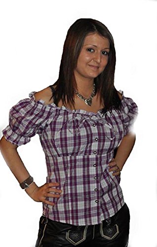 Trachten Bluse LILA für Trachten Lederhose Damen Bluse AT-531L (L) von Alpin-Trachten