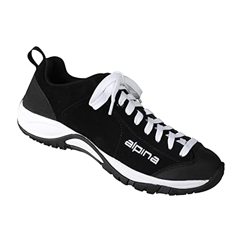 Alpina Damen Schnürer Valea aus echtem Leder in Weite H Trekkingschuhe mit Einlegesohle, leichte Wanderhalbschuhe Frauen Outdoor Freizeitschuhe 44 schwarz von Alpina