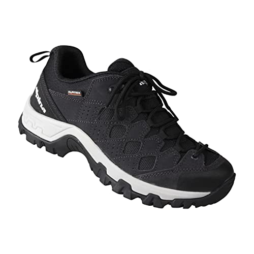 Alpina Herren Schnürer Dan Low aus echtem Leder und wasserabweisender und atmungsaktiver AlpitexMembran in Weite H, Trekking Halbschuh mit Einlegesohle 46 schwarz von Alpina