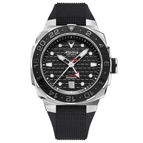 Alpina Seastrong Diver Extreme GMT Automatic AL-560B3VE6 Herrenuhr, silber / schwarz, Armband von Alpina