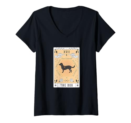 Damen Tarotkarte Der Hund Alpen-Dachsbracke Himmlische T-Shirt mit V-Ausschnitt Damen Tarotkarte Der Hund Alpen-Dachsbracke Himmlische T-Shirt mit V-Ausschnitt von Alpine Dachsbracke Tarot Dogs Celestial Retro