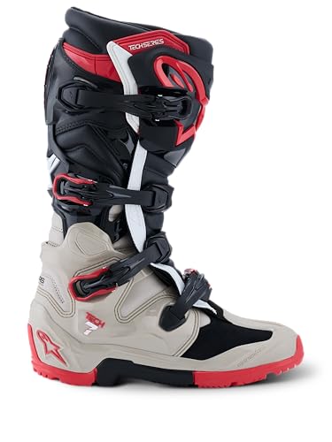Alpinestars 2026 Tech 7 Enduro-Stiefel, Schwarz/Hellgrau/Hellrot von Alpinestars