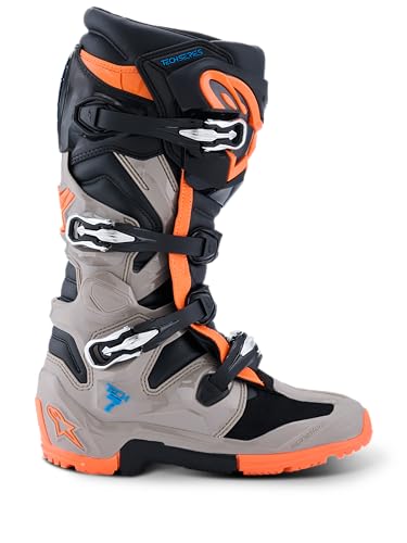 Alpinestars 2026 Tech 7 Enduro-Stiefel, Schwarz/Warmgrau/Orange, Fluo von Alpinestars
