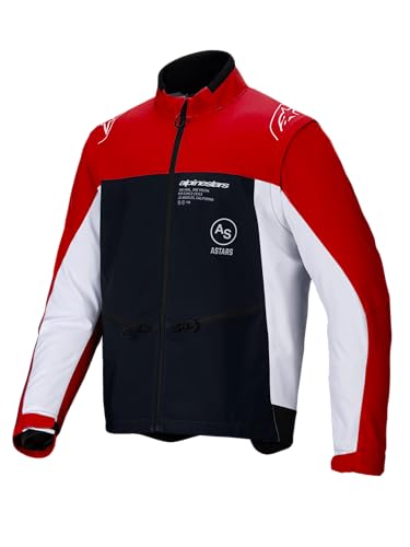 Alpinestars Herren 3700225-1342-xl: Lite-dura Softshell Jacket Black/Bright Red/White XL Motorcross-Rennbekleidung/-ausrüstung, Mehrfarbig/Meereswellen (Ocean Tides), X-Large von Alpinestars