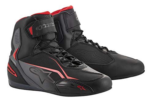 Alpinestars Motorradschuhe, Motorradstiefel kurz Faster 3 Schuh schwarz/rot 44, Herren, Sportler, Sommer, Leder/Textil von Alpinestars