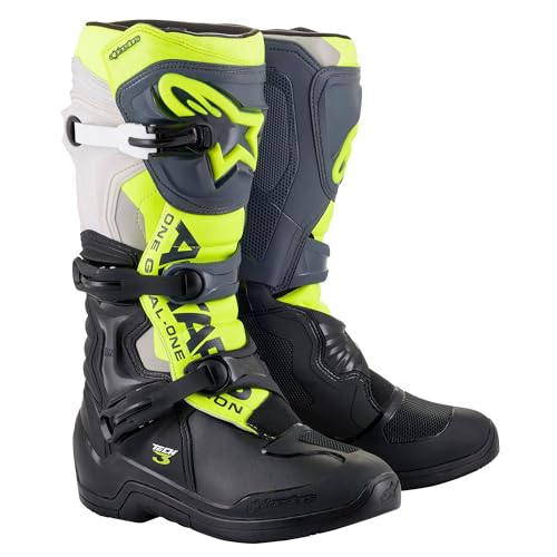 Alpinestars Herren Tech 3 Stiefel, Schwarz/Grau/Gelb Fluo von Alpinestars