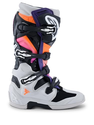 Alpinestars Tech 7 Stiefel 14, Schwarz/Hellgrau/Orange Fluo/Magenta von Alpinestars