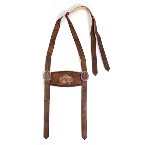 AlpsOak - Lederhosen Hosenträger für Herren | Bayerische Hosenträger mit Metallschnallen | Oktoberfest Trachten-Accessoire, Rusty Brown, Standard von AlpsOak