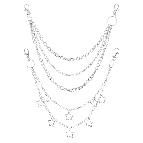 Punk Hose Kette Hip Hop Jeans Hosenkette Gothic Punk Hose-Kette Metall Heavy Duty Brieftasche-Kette Haken Dekorative Kette für Männer Frauen von Alrhso