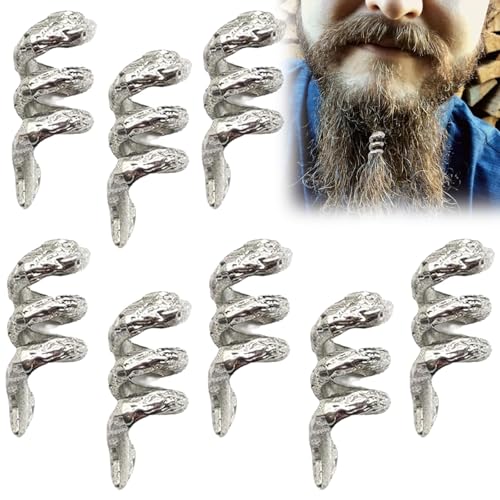 Alriedy 8-teiliges Wikinger Bartperlen Set – Premium Bartschmuck für Männer | Verstellbare Metall-Clips für Dreadlocks, Zöpfe & Bärte | Stumpfes Schwarz | Inkl. Bartgummis & Haarperlen von Alriedy