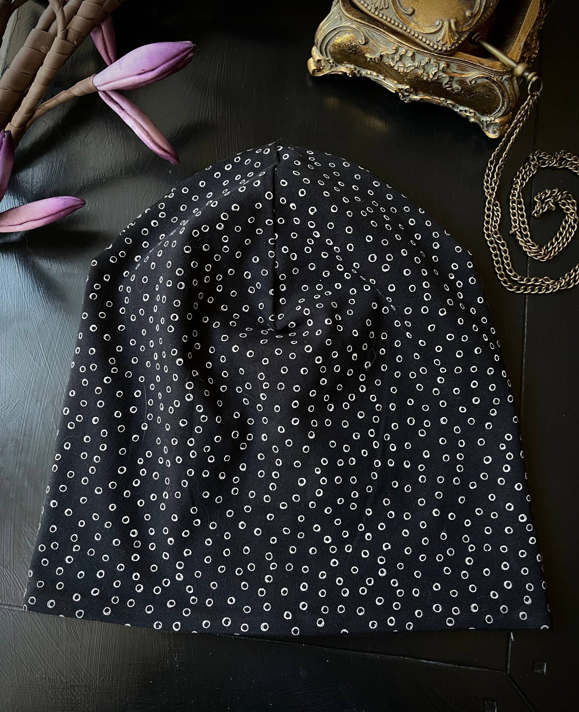 Beanie Kringel, Polka Dots, Mütze, Slouchy, Damen, Weich Und Kuschelig, Jersey, Wind/Wetter, Sommer/Winter - Gothic Rockabilly Beanie Kringel, Polka Dots, Mütze, Slouchy, Damen, Weich Und Kuschelig, Jersey, Wind/Wetter, Sommer/Winter - Gothic Rockabilly von Alrunalovelace