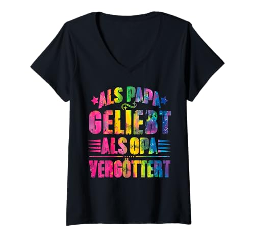 Damen Als Papa liebt als Opa Vergöttert Lustiger Vaterspruch T-Shirt mit V-Ausschnitt Damen Als Papa liebt als Opa Vergöttert Lustiger Vaterspruch T-Shirt mit V-Ausschnitt von Als Papa liebt als Opa Vergöttert Lustiger Tee