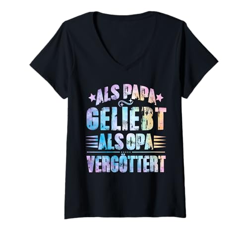 Damen Als Papa liebt als Opa Vergöttert Lustiger Vaterspruch T-Shirt mit V-Ausschnitt Damen Als Papa liebt als Opa Vergöttert Lustiger Vaterspruch T-Shirt mit V-Ausschnitt von Als Papa liebt als Opa Vergöttert Lustiger Tee