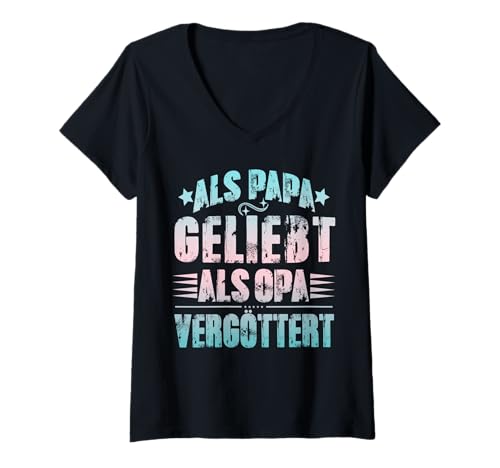 Damen Als Papa liebt als Opa Vergöttert Lustiger Vaterspruch T-Shirt mit V-Ausschnitt Damen Als Papa liebt als Opa Vergöttert Lustiger Vaterspruch T-Shirt mit V-Ausschnitt von Als Papa liebt als Opa Vergöttert Lustiger Tee