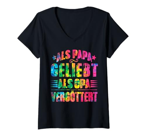 Damen Als Papa liebt als Opa Vergöttert Lustiger Vaterspruch T-Shirt mit V-Ausschnitt Damen Als Papa liebt als Opa Vergöttert Lustiger Vaterspruch T-Shirt mit V-Ausschnitt von Als Papa liebt als Opa Vergöttert Lustiger Tee