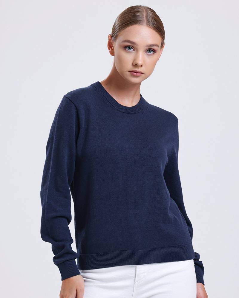Womens Crewneck Jumper Premium-Qualität Silk Touch Fit Gerippter Pullover Essential Style Strickpullover Für Frauen von AlseStudio