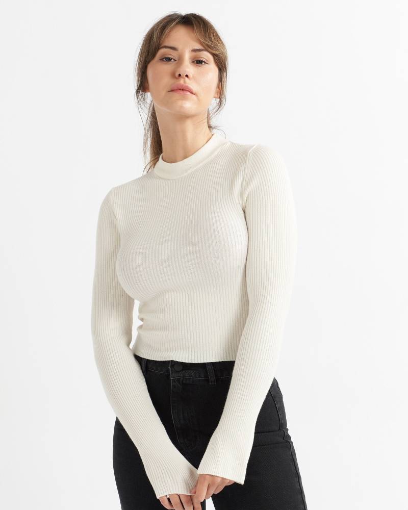 Gerippter Strickviskose-Pullover Mit Rundhalsausschnitt - Silk Touch Pullover von AlseStudio