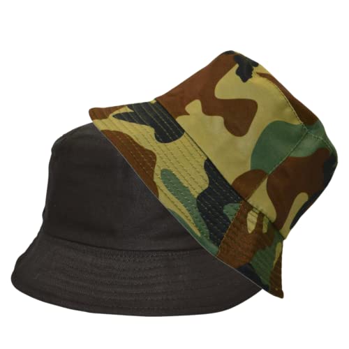 Alsino Anglerhut Fischerhut Sonnenhut Bucket Hat Hut Reversibel Freizeithut Outdoor Wende-Hut Sommermütze Herbst Camping Reisen Wandern - für Damen Herren Kinder, Farbe wählen:Camouflage von Alsino