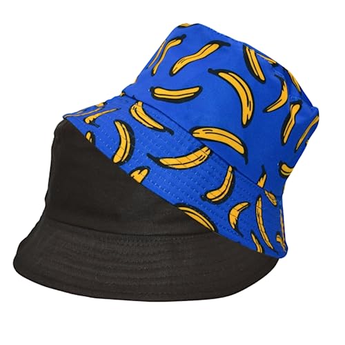 Alsino Anglerhut Fischerhut Sonnenhut Bucket Hat Reversibel Freizeithut Outdoor Wende-Hut Sommermütze Camping Reisen Wandern - für Damen Herren Kinder, Motiv wählen:Banane royal blau von Alsino