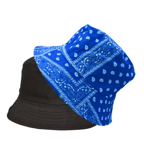 Alsino Anglerhut Fischerhut Sonnenhut Bucket Hat Hut Reversibel Freizeithut Outdoor Wende-Hut Sommermütze Herbst Camping Reisen Wandern - für Damen Herren Kinder, Motiv wählen:Paisley blau von Alsino