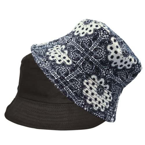 Alsino Anglerhut Fischerhut Sonnenhut Bucket Hat Hut Reversibel Freizeithut Outdoor Wende-Hut Sommermütze Herbst Camping Reisen Wandern - für Damen Herren Kinder, Motiv wählen:Paisley weiß von Alsino