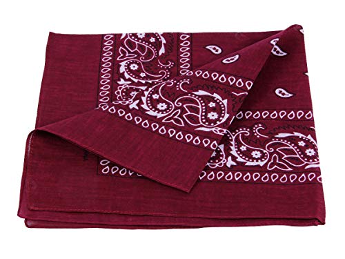 Alsino Bandana Stirnband Rockabilly Durag-Muster Herren-Stirnband - 53 cm x 53 cm 100% Baumwolle, Farbe wählen:Paisley bordeaux von Alsino