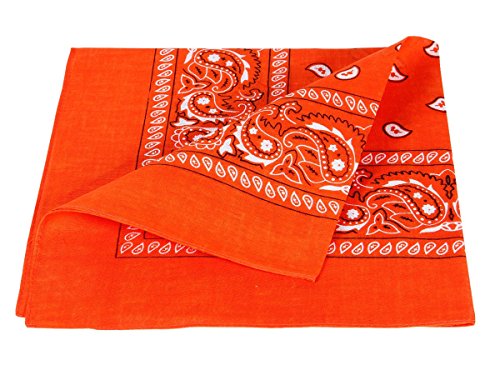 Alsino Bandana Stirnband Rockabilly Durag-Muster Herren-Stirnband - 53 cm x 53 cm 100% Baumwolle, Farbe wählen:Paisley orange von Alsino