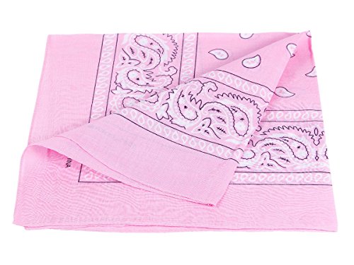 Alsino Bandana Stirnband Rockabilly Durag-Muster Herren-Stirnband - 53 cm x 53 cm 100% Baumwolle, Farbe wählen:Paisley rosa von Alsino