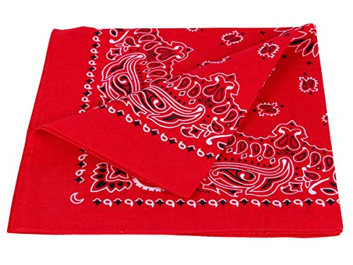 Alsino Bandana Stirnband Rockabilly Durag-Muster Herren-Stirnband - 53 cm x 53 cm 100% Baumwolle, Farbe wählen:Paisley rot von Alsino