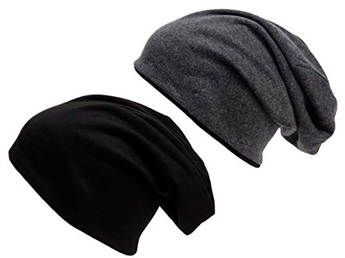 Alsino Beanie Damen Herren | 2in1 Wintermütze Wollmütze Slouch, 2-farbige Beaniemütze zum wenden & beidseitig tragbar SM-197 dunkelgrau/schwarz von Alsino