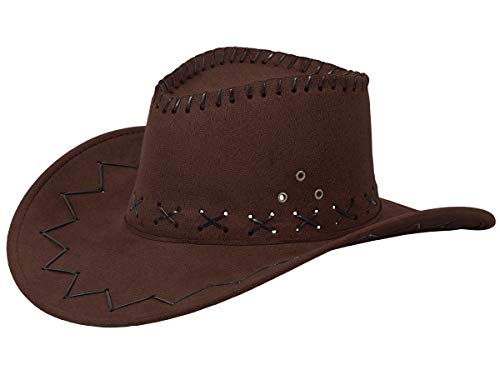 Alsino Cowboyhut Herren Braun Fasching Damen Cowboy Cowgirl Hut Karneval Westernhut One Size Größe Original Western Look(05) von Alsino