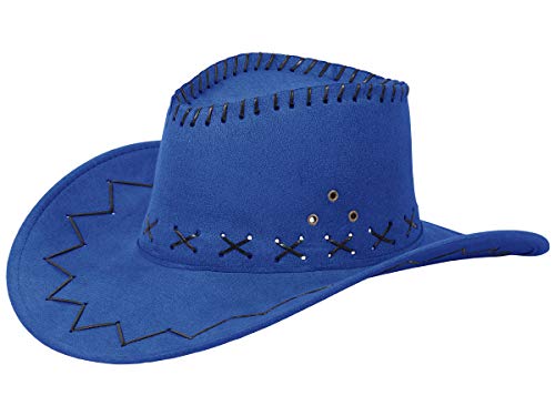 Alsino Cowboyhut Hut Faschingshut Cowboy Karneval Westernstyle Karnevalskostüm Faschingskostüm Herren Damen Kinder Leder Unisex OneSize (blau) von Alsino