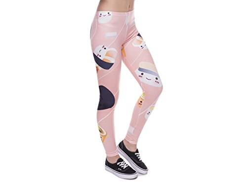 Alsino Damen Gym Leggings mit All-Over-Print Motiven - Größe: One Size - Stretch fähig, Sushi (LEG-106) von Alsino