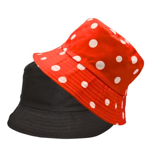 Alsino Anglerhut Fischerhut Sonnenhut Bucket Hat Reversibel Freizeithut Outdoor Wende-Hut Sommermütze Herbst Camping Reisen Wandern - für Damen Herren Kinder, Motiv wählen:gepunktet rot von Alsino