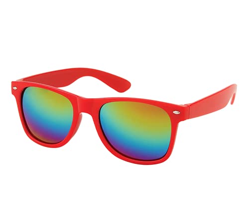 Alsino Hochwertige Retro Vintage Sonnenbrille mit UV 400 Schutz Kunststoffrahmen in verschiedenen Farben für Herren und Damen (V-1003 rot rainbow) von Alsino