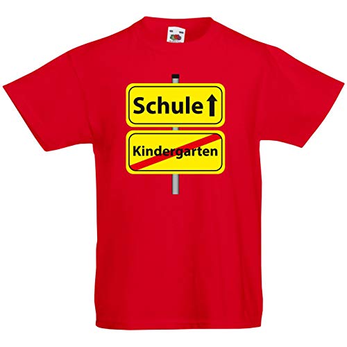 Alsino Kinder T-Shirt Einschulung Schulanfang - 100% Baumwolle, rot, Größe 128 von Alsino