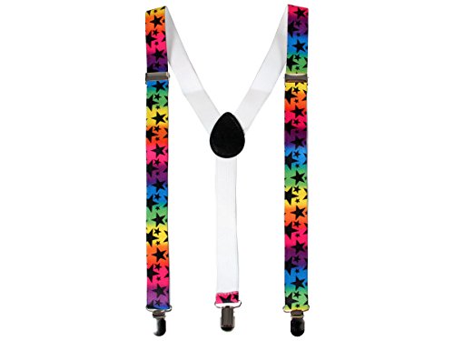 Alsino LGBTQ Accessoires Regenbogen Gay Pride Rainbow Festival Party Flagge Zubehör Bandana Schweißband Hosenträger Rucksack - Set, Motiv wählen:Rainbow Hosenträger Sterne von Alsino