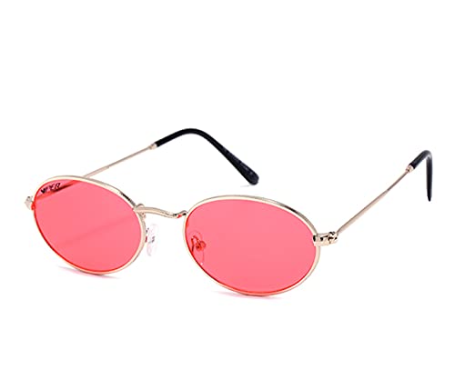 Alsino Lässige Retro Sonnenbrille für Damen Herren - Ovale Gläser, schmale Bügel - ultraleicht, (Rot) von Alsino