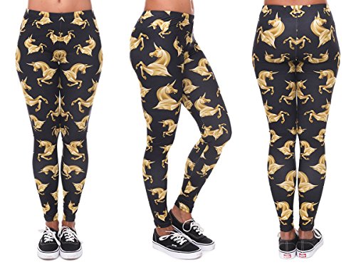 Alsino Leggings Damen Bedruckt Sexy Leggins Ladies mit Print Look Motiv Muster Stretch Legins Hose (Einhorn) von Alsino