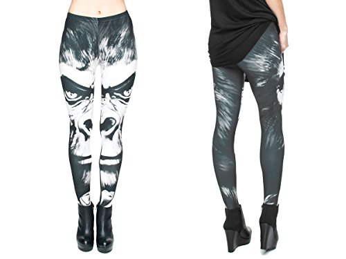 Alsino Leggings Damen Bedruckt Sexy Leggins Ladies mit Print Look Motiv Muster Stretch Legins Hose (Gorilla) von Alsino