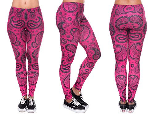 Alsino Leggings Damen Bedruckt Sexy Leggins Ladies mit Print Look Motiv Muster Stretch Legins Hose (pink Paisley) von Alsino