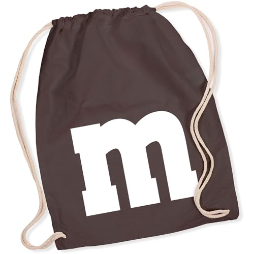 Alsino M und M Turnbeutel - M&M Karneval Kostüm Damen Herren MM Gruppenkostüm - Fasching Verkleidung Rucksack, Farbe Braun von Alsino