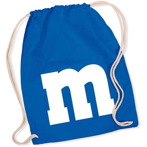 Alsino M und M Turnbeutel - M&M Karneval Kostüm Damen Herren MM Gruppenkostüm - Fasching Verkleidung Rucksack, Farbe Royalblau von Alsino