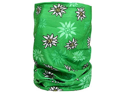 Alsino Multifunktions Halstuch Biker Motorrad Tuch Bandana 49 x 23 cm Edelweiß Atmungsaktiv Wetterfest Outdoor, Farbe wählen:Edelweiß grün von Alsino