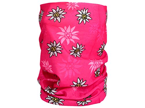 Alsino Multifunktions Halstuch Biker Motorrad Tuch Bandana 49 x 23 cm Edelweiß Atmungsaktiv Wetterfest Outdoor, Farbe wählen:Edelweiß pink von Alsino