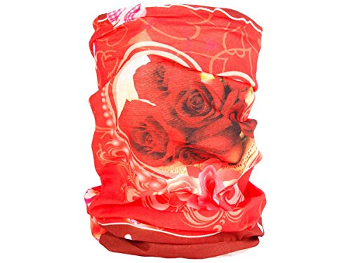 Alsino Multifunktionstuch Schlauchtuch Halstuch Multischal Multiscarf, Variante wählen:MF-149 Rosen rot von Alsino