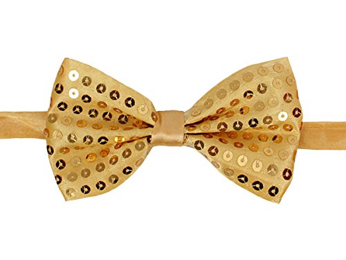 Alsino Pailletten Party Fliege Bowtie Glitzer Clownfliege Karneval Fasching, Variante wählen:PF-07 gold von Alsino