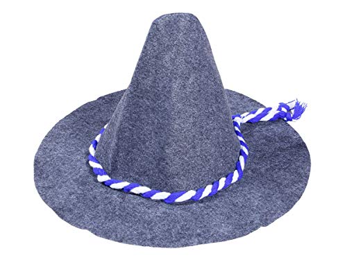 Alsino Sepplhut Trachtenhut Bavarian Räuberhut - Höhe: 33 cm, Material: Filz, blau-weißes Kordelband von Alsino