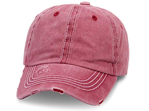 Alsino Unisex Baseball Cap im Retro Vintage Used-Look Größenverstellbar aus 100% Baumwolle, rot von Alsino