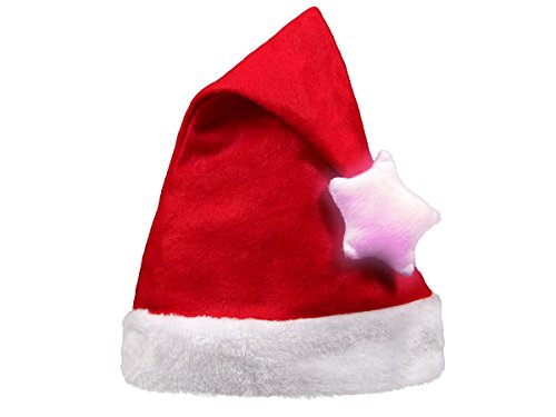 Alsino Weihnachtsmütze Nikolausmütze Bommel rot mit Leuchtstern Weihnachten von Alsino